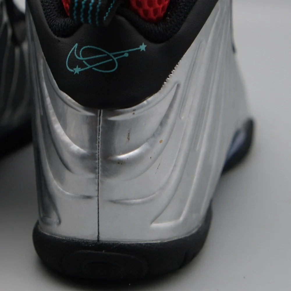 Nike Little Posite One Kids Silver Red Blue Metallic Futuristic 13C FJ3304-001